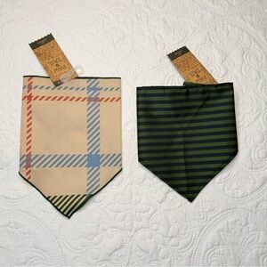 Paw & Tail Set of 2 Pet Bandana Plaid and Striped Size Small
